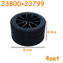 Car Truck Wheels Hub Bricks MOC Technical Tire Wheel Cross Hole Set Motorcycle Tyre & Rim Construction Building Blocks