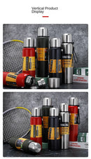 500/1000/1500ml Thermos Cup Stainless Steel Large Capacity Sports Water Bottle Vacuum Flask Portable Insulated Tumbler with Rope