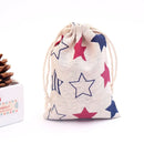 50Pcs/lot  (10x14cm) Linen Printed Cotton Gift Bags Packing Jewelry Drawstring Pouch Cosmetic Wedding Candy Wrappling Reusable