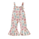 Toddler Easter Bunny Romper Sleeveless Jumpsuit with Egg Print Suspender Pants for Girls Spring Outfit Casual Wear