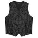 Men's Suit Vest Neck Tie Set Black Paisley Silk Waistcoat for Wedding Party Tuxedo Suits Luxury Sleeveless Jacket DiBanGu
