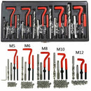 131件制式高速钢钻头螺纹修复套件 M5 M6 M8 M10 M12 螺纹工具麻花钻头组带红色收纳盒