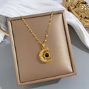 [Titanium Steel] One Hundred Languages I Love You Necklace Women's Moon Projection Clavicle Chain Titanium Steel Chain