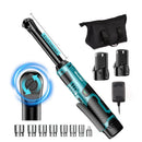 SEESII 3/8"Cordless Electric Wrench 55Nm 6" Extended Ratchet Wrench 12V Rechargeable Angle Wrench Car Repair Tools w/2 Batteries