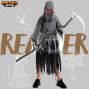 Sloosh Creations Child Unisex Grim Reaper Costume, Halloween Costume with Glowing Red Eyes for Kids Trick-or-Treating