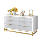 Black 6 Drawer Dresser for Bedroom, Wood Chest of Drawers with Metal Legs, Modern Storage Dresser Chest Cabinet Organizer