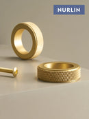 努林实心黄铜钻石切割交叉滚花圆环柜衣柜拉手家具抽屉指环拉手滚花