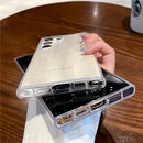 适用于三星S24 S23 Ultra S22 Plus A52 A53 A54 A34的Bling闪光镭射渐变彩虹爱心软壳透明手机壳