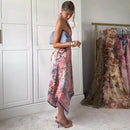 Chic Printed Women's Dress Halter Sleeveless Irregular Waist-Closed Lady Dresses 2026 Summer Chic Female Vacation Holiday Robe