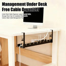 Under Desk Cable Management Tray Retractable Black, No Drill Clamp-On Cord Organizer Rack, Adjustable 31-55cm Carbon Steel Wire Storage Holder for Office Home, Large Capacity Cable Tray for Power Strips, Easy Assemble, Durabl