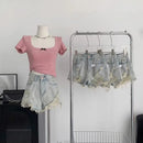 Ripped Denim Shorts Women 2026 Summer New Sexy Hole Wide-leg Jeans A-shaped Hot Pants High Waisted Shorts