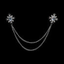 Fashion Gentleman Tassel Brooch For Men Suit Shirt Collar Crystal Cross Chain Lapel Pin Rhinestone Retro Wedding Accessories
