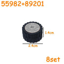 Car Truck Wheels Hub Bricks MOC Technical Tire Wheel Cross Hole Set Motorcycle Tyre & Rim Construction Building Blocks