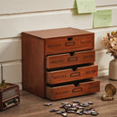 Voltsify Rustic 4-Drawer Wooden Organizer Box Jewelry, Small Accessories, Office Supplies Storage Organizer