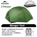 Naturehike挪客 Mongar 2露营帐篷 超轻户外三人四季防水20D尼龙徒步帐篷 双人背包帐篷
