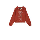 ELFSACK 2025 Autumn New Arrivals Retro Casual Large Area Print Long Drawstring Hooded Hoodie For Woman