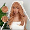 EASIHAIR Light Orange Synthetic Wigs Long Wavy Ombre Natural Hair Wigs with Bangs for Women Cosplay Lolita Wig Heat Resistant