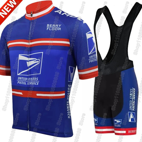 2026 USA-Postal cycling Jersey Set National Team Clothing Men Blue Road Bike Shirt Suit Bicycle Bib Shorts Skull Ropa Maillot