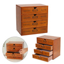 Voltsify Rustic 4-Drawer Wooden Organizer Box Jewelry, Small Accessories, Office Supplies Storage Organizer