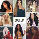 BELLA 蕾丝假发 合成深波浪卷假发 金色假发 粉色 30 英寸假发 适用于黑人女性 Cosplay