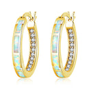 CiNily White Fire Opal Hoop Earrings With Stone Silver Plated Small Round Circle Chic Summer Punk Jewelry Best Gifts for Woman