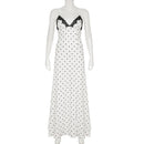 Tossy Lace V-Neck Patchwork Maxi Dress Women Backless High Waist Slim Spaghetti Contrast Party Dress Female Spring Long Dress