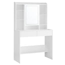 VASAGLE Dressing Table with LED Mirror, 3 Colors, Adjustable Brightness, Makeup Table with Mirror, Large, Adjustable Storage