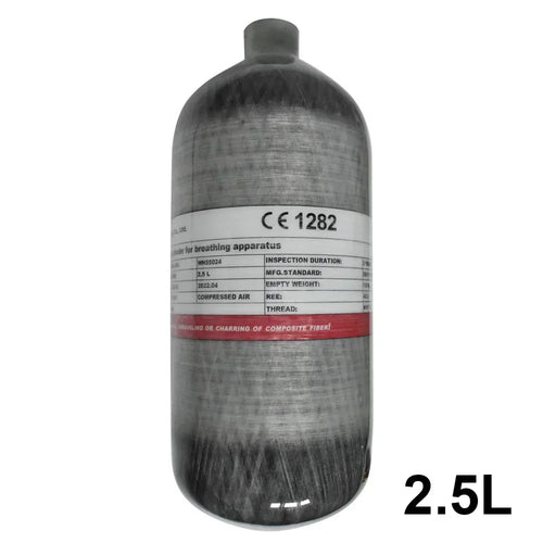 拓行 4500PSI 300巴 2.5升碳纤维气瓶高压潜水气瓶HPA瓶，适用于M18*1.5螺纹的水肺潜水