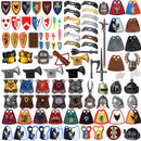 MOC Medieval Accessories Series Building Blocks Military Army Soldier Armour Shield Helmet Sword Crown Weapon Knight Bricks Toys