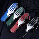 Cutlery Set Stainless Steel Cutlery Household Tableware Multifunctional Knife Sports Saucepan Foldable Camping Gear Spoon Bar