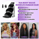 30 32 Inch Full Head Body Wave Bundles 100% Raw Human Hair Weaving Virgin Hair Extensions 1 3 4 Pcs Natural Black Color Double Weft Remy Hair Thick Full Ends Hair Bundles