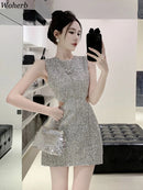 Bodycon Dress for Women Summer Temperament Robe Femme O-neck Sleeveless Tunic Hollow Out Mini Dresses 2026 Vestidos De Mujer