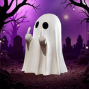 The Polite Haunt | Resin Ghost Statue with a Not-So-Polite Gesture for Shelf & Mantel Display