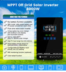 SUMRY 4KW 6KW 120V Off Grid Solar Inverter 24V 140A 5600W MPPT Charger Pure Sine Wave Home Inverter 6.25 Inch LCD Display