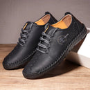 Men Leather Shoes Flat Lace Up Casual Shoes Business Social Loafers Moccasin Summer Walking Breathable Casuals for Men Plus Size