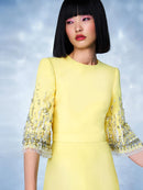 Modphy 2026 春季新款 重工钉珠钻饰修身中长款连衣裙 女士半袖女装
