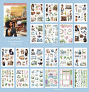 20 Sticker Books Ancient Aristocratic Architectural Patterns Retro Style Pre-cut Models Travel Character Patterns DIY Materials