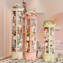 Stuffed Animal Storage Tube Toy With Zipper Vertical Display Organizer Bucket Lid Space Saving Tower For Kids Room Closet