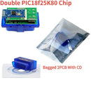 最新双PIC18f25K80芯片ELM327 V1.5 适用于IOS安卓蓝牙5.1汽车扫描仪OBD2黑色双PCB汽车测试仪诊断工具