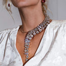Stonefans Vintage Green Open Necklace Rhinestones Collar Water Droplets Pendant Fashion Crystal Bridal Choker Wedding Jewelry