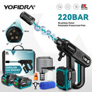 YOFIDRA 220Bar Brushless Electric High Pressure Car Washer Gun 3 Gear Water Spray Gun Household Garden Tools For Makita Battery