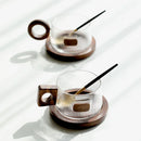 Simple coffee mug set Tea cups 250ml Office Glass Water Mug Casual Afternoon Tea Cup with tray Spoon Kung Fu Beverage Mug