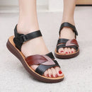 New genuine leather soft sole comfortable sandals with leaf logo Mom's shoes Women's sandals Office hiking Summer hot selling