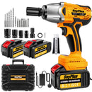 DayPlus 1500Nm Cordless Impact Wrench 3 IN 1 Electric Drill Impact Wrench,Brushless Impact Gun 1/2"Driver Car Tyre Wheel,3 Speed