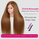 New Female Mannequin Training Doll Head With 70% Real Hair For Hairsyles Hairdressing Cosmetology Dolls Head With Stand Tripod