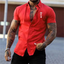 Men's shirt printed lapel summer short-sleeved Hawaiian simple new style daily vacation breathable casual and comfortable