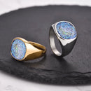 Trend Colourful Signet Square Ring Metal Glossy Geometric Width Crystal Bud Finger Punk Style Fashion Ring Jewelry Accessories