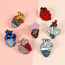 5-7PCS Cartoon Brooch Set Heart Dinosaur Skull Skeleton Potted Cactus Enamel Pins Animal Plant Cup Lapel Badge Jewelry Wholesale