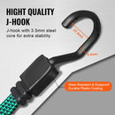 SucceBuy 32pcs Bungee Cords 2M Elastic Luggage Bungee Straps with A3 Steel J-Hooks Anti-slip Flat Elasticity Rope for Cargo