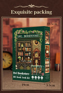 CUTEBEE DIY Book Nook Kit Miniature Dollhouse with Light Wooden Bookshelf Insert Retro Booknook Decor for Gifts Bookshop Series
